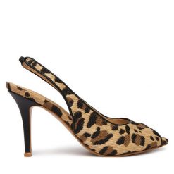 Sandały Guess. Brązowe sandały damskie Guess, z aplikacjami, bez obcasa, na szpilce, bez zapięcia. Za 639.99 zł.