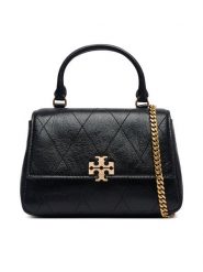Tory Burch Torebka Charlie Quilted Mini Top Handle Chain Wallet 186032 Czarny. Czarne kuferki damskie Tory Burch, bez wzorów, ze skóry, bez dodatków. Za 2,024.00 zł.