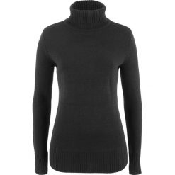 Sweter basic z golfem. Czarne golfy damskie bonprix, bez wzorów, bez ramiączek. Za 64.99 zł.