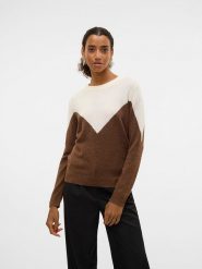 Vero Moda Sweter w kolorze kremowo-brązowym rozmiar: M. Brązowe swetry klasyczne damskie Vero Moda, m, z wełny, bez kołnierzyka. Za 87.95 zł.