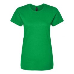 Damska Koszulka Softstyle O Średniej Grubości. Zielone bluzki damskie GILDAN, s, bez wzorów, sportowe, bez kołnierzyka, bez ramiączek. Za 33.99 zł.