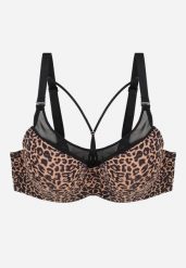 Ciemnobeżowy Biustonosz z Siateczkową Wstawką i Ozdobnymi Paskami przy Dekolcie Sabesa. Brązowe biustonosze Renee, bez wzorów, z jeansu. Za 49.99 zł.