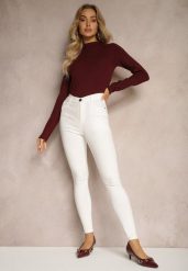 Białe Skinny Jeansy z Bawełną High Waist Lorie. Białe jeansy damskie Renee, bez wzorów, z bawełny. Za 44.99 zł.