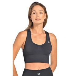 Top sportowy damski Nessi Sportswear Ultra oddychający. Czarne koszulki sportowe damskie NESSI SPORTSWEAR, l, bez wzorów, bez ramiączek, na jogę i pilates. Za 289.00 zł.