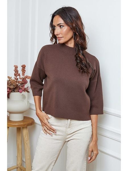 So Cachemire Sweter "Dylia" w kolorze brązowym rozmiar: S. Brązowe swetry klasyczne damskie So Cachemire, s, ze splotem, bez kołnierzyka. Za 214.19 zł.