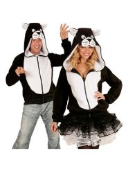 Carnival Party Polarowa kurtka kostiumowa "Cat" w kolorze biało-czarnym rozmiar: S/M. Białe kurtki damskie Carnival Party, m, bez wzorów, z polaru, bez kaptura. Za 74.11 zł.