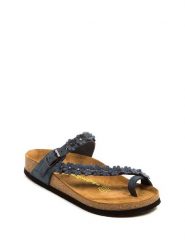 Comfortfusse Skórzane japonki w kolorze morskim rozmiar: 40. Niebieskie klapki damskie Comfortfüße, bez wzorów, z otwartym noskiem, bez obcasa, bez zapięcia. Za 252.99 zł.