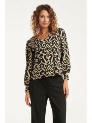Smashed Lemon Bluzka w kolorze czarno-beżowym rozmiar: XXL. Brązowe bluzki damskie Smashed Lemon, xxl, bez wzorów, bez kołnierzyka, bez ramiączek. Za 159.59 zł.