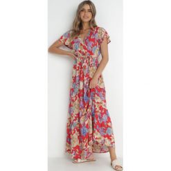 Czerwona Sukienka Sepurcia. Czerwone sukienki damskie Born2be, bez wzorów, z materiału, boho, bez ramiączek. Za 119.99 zł.