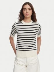 Tommy Hilfiger Sweter WW0WW49705 Biały Slim Fit. Białe swetry klasyczne damskie Tommy Hilfiger, s, z bawełny, bez kołnierzyka. Za 232.99 zł.