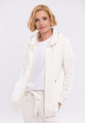 Długa bluza B-FLOFI. Białe bluzy damskie Volcano, s, bez wzorów, z bawełny, z kapturem. Za 199.99 zł.