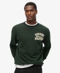Superdry Bluza Vintage Athletic z okrągłym dekoltem, 100% bawełna. Zielone bluzy damskie Superdry, l, z aplikacjami, z bawełny, bez kaptura. Za 387.20 zł.