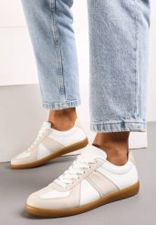 Beżowo-Białe Sneakersy w Stylu Klasycznych Tenisówek Filtris. Brązowe obuwie sportowe damskie Born2be, bez zapięcia, tenisowe. Za 64.99 zł.