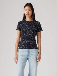Levi's Koszulka w kolorze granatowo-białym rozmiar: S. Niebieskie koszulki damskie Levi's, s, bez wzorów, z bawełny, bez kołnierzyka, bez ramiączek. Za 59.45 zł.
