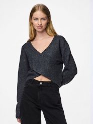 Pieces Sweter "Nanu" w kolorze jasnoszarym rozmiar: L. Szare swetry klasyczne damskie Pieces, l, bez kołnierzyka. Za 79.03 zł.