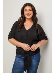 Curvy Lady Bluzka w kolorze czarnym rozmiar: 48/50. Czarne bluzki damskie Curvy Lady, bez wzorów, klasyczne, bez kołnierzyka, bez ramiączek. Za 92.21 zł.