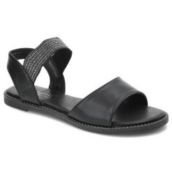 Czarne Sandały S.Barski Modne Buty Na Lato. Czarne sandały damskie S.BARSKI, bez wzorów, ze skóry ekologicznej, bez obcasa, bez zapięcia. Za 89.00 zł.