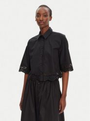 TWINSET Koszula 251TT2093 Czarny Loose Fit. Czarne koszule damskie Twinset, bez wzorów, z bawełny, bez kołnierzyka, bez ramiączek. Za 569.99 zł.
