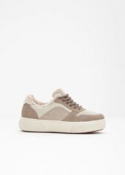 Ocieplane sneakersy marki Rieker na komfortowej platformie. Brązowe obuwie sportowe casual damskie bonprix, bez zapięcia. Za 289.99 zł.