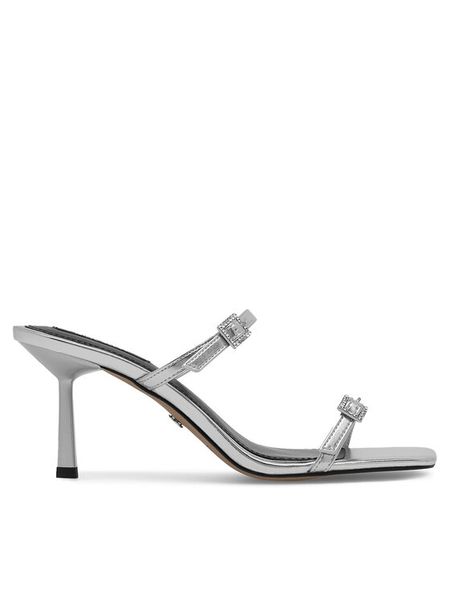 Nine West Klapki ZL23005-1CC Srebrny. Szare klapki damskie Nine West, bez wzorów, ze skóry, bez obcasa, bez zapięcia. Za 143.99 zł.