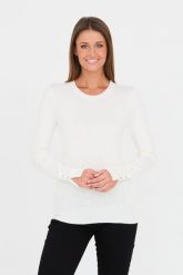 GUESS Beżowy damski cienki sweter. Brązowe swetry klasyczne damskie Guess, s, bez kołnierzyka. W wyprzedaży za 196.99 zł.